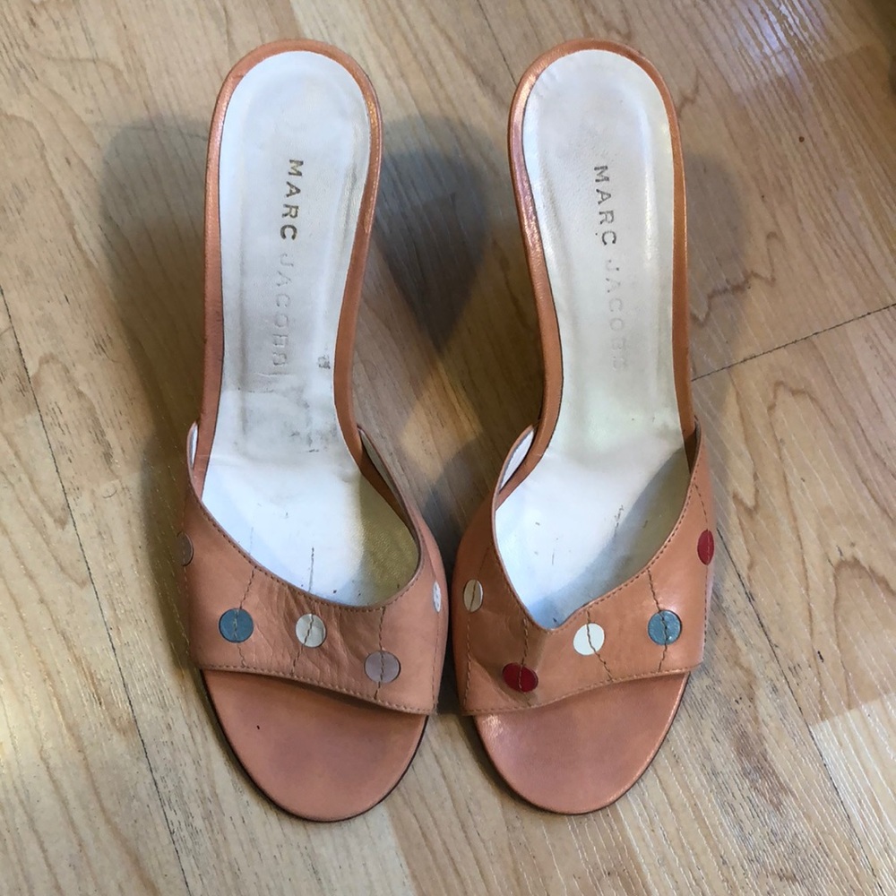 Marc Jacobs Peach Polka Dot Mules Or Slides - image 1